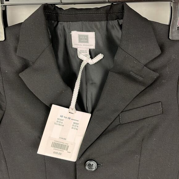 Janie and Jack Baby Blazer Black Jacket Sport Coat Special Occasion 12-18M Wool - Picture 2 of 10